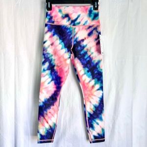 Athleta 7/8 Leggings, pink and blue tie-dye, size XS